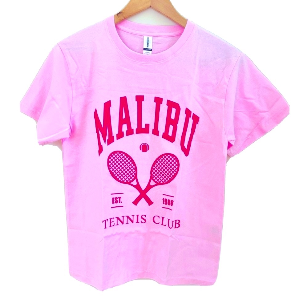 Pink Malibu Tennis Club Cotton T Shirt